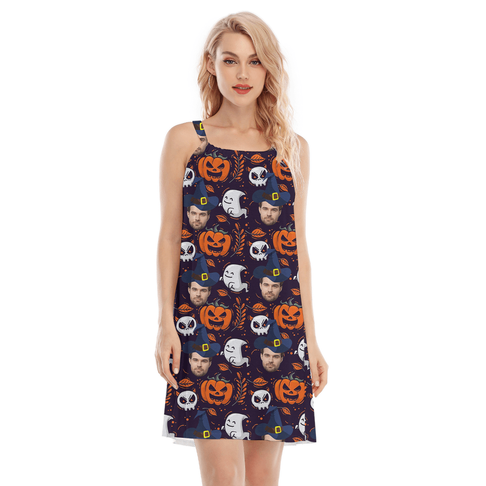 Custom Face Pumpkin Halloween Cami Dress