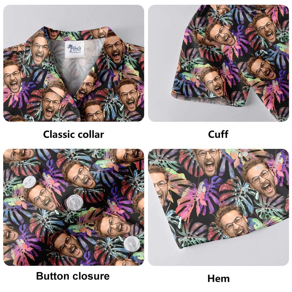 Custom Face Purple Tropical Hawaiian Shirt