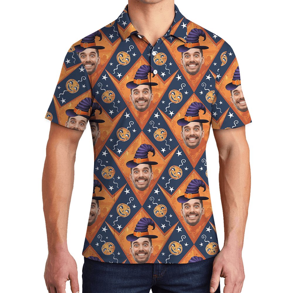 Custom Face Spooky Halloween Men's Polo Shirt