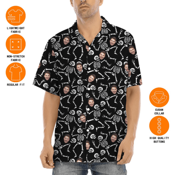 Custom Face Spooky Skeleton Hawaiian Shirt