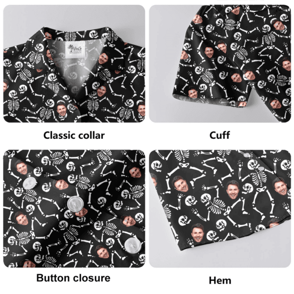 Custom Face Spooky Skeleton Hawaiian Shirt