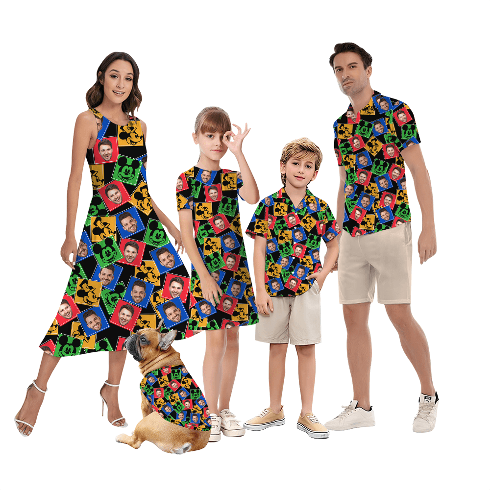 Custom Face Steamboat Willie Mickey Matching Family Hawaiian Outfits
