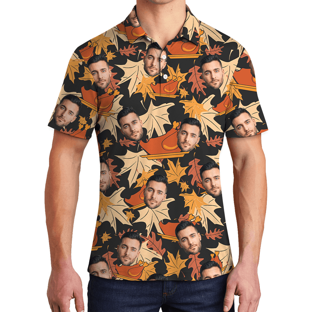 Custom Face Thanksgiving Hawaiian Polo Golf Shirt