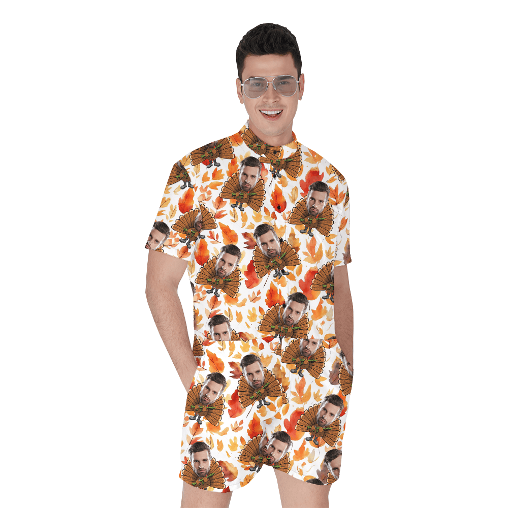 Custom Face Turkey Thanksgiving Men's Romper