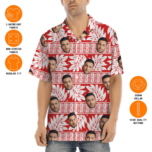 Custom Face Vintage Tropical Red Hawaiian Shirt