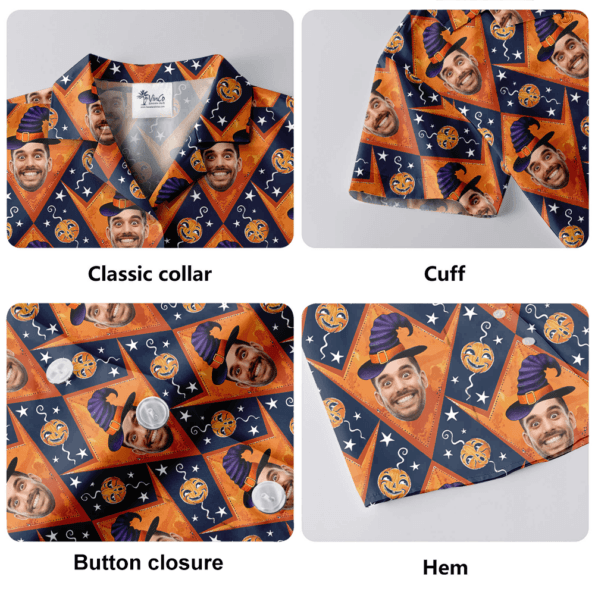 Custom Face With Witch Hat Halloween Hawaiian Shirt