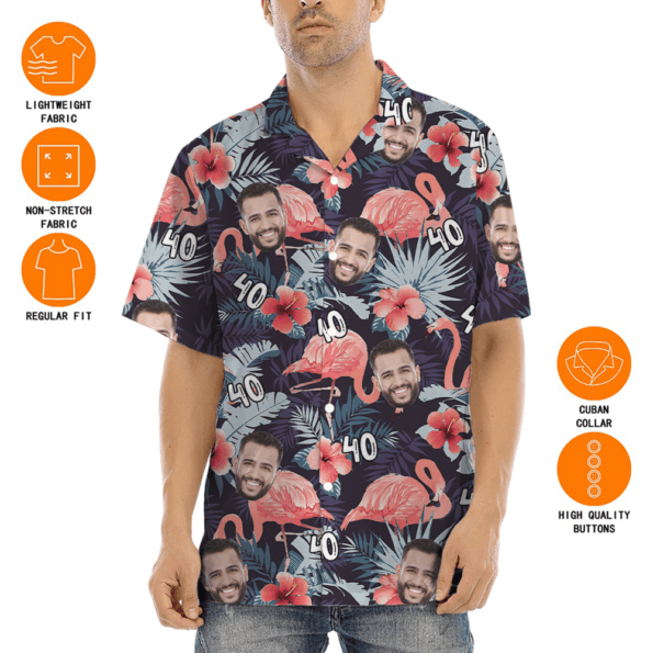 Custom Flamingo Hawaiian Shirt With Face And Age