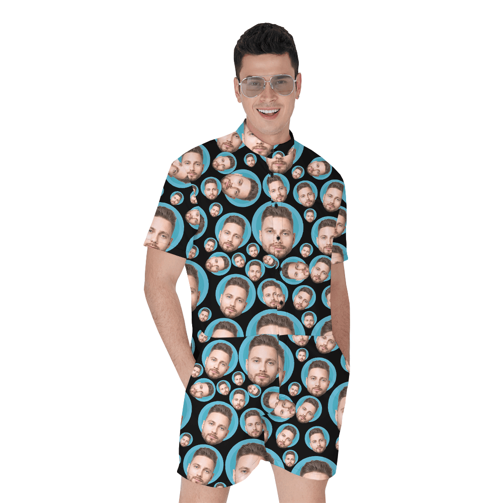 Custom Multiple Faces Hawaiian Romper For Men