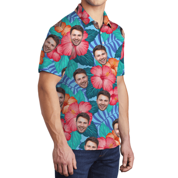 Customize Tropical Hawaiian Polo Shirt With 1-5 Faces