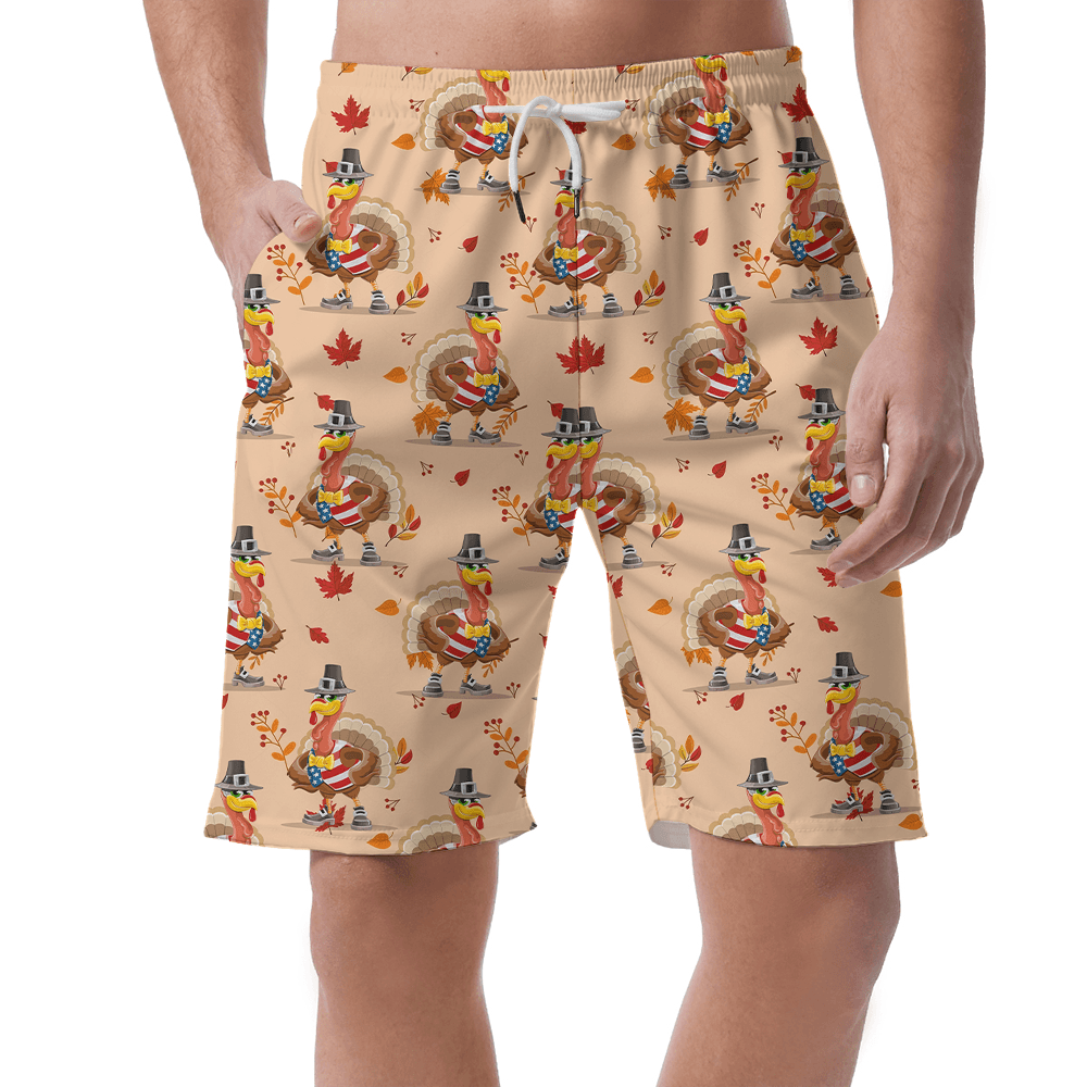 Cute American Turkey Thanksgiving Beach Shorts