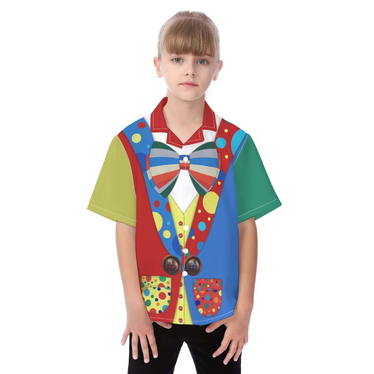 Cute Color Block Bowtie Suit Kids Shirt