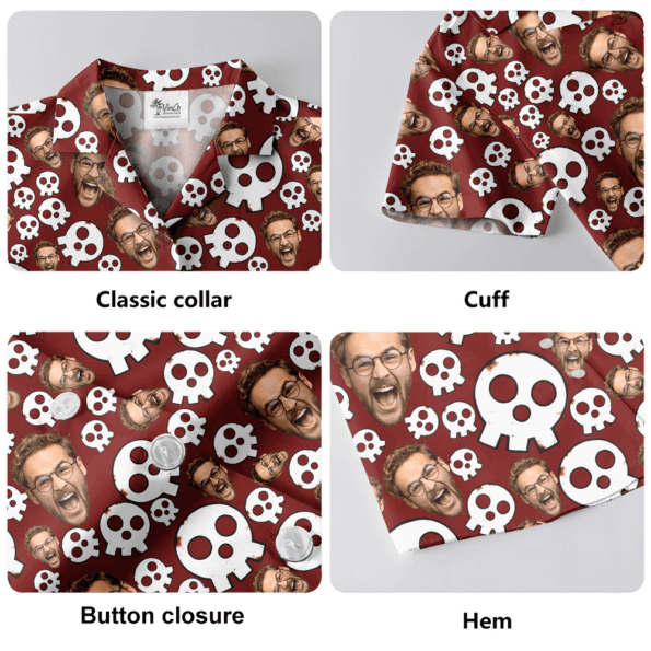 Funny Custom Face Skull Halloween Hawaiian Shirt