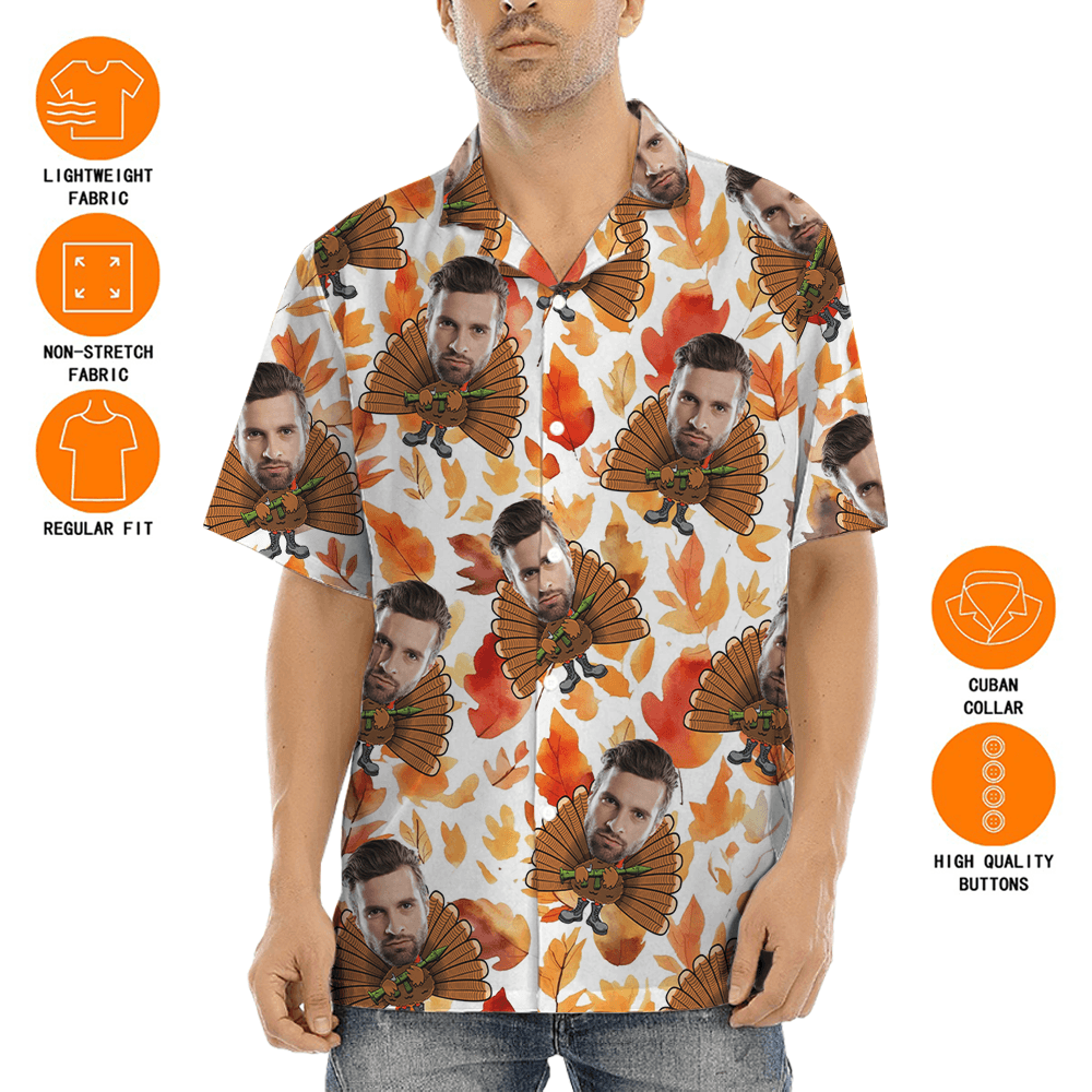 Funny Custom Face Tatical Turkey Thanksgiving Hawaiian Shirt