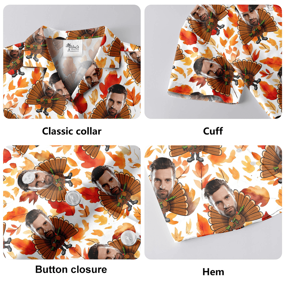Funny Custom Face Tatical Turkey Thanksgiving Hawaiian Shirt