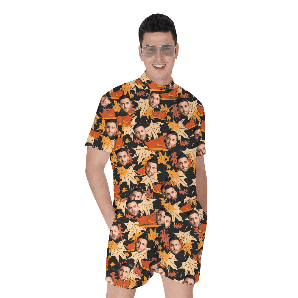 Funny Custom Face Thanksgiving Hawaiian Romper