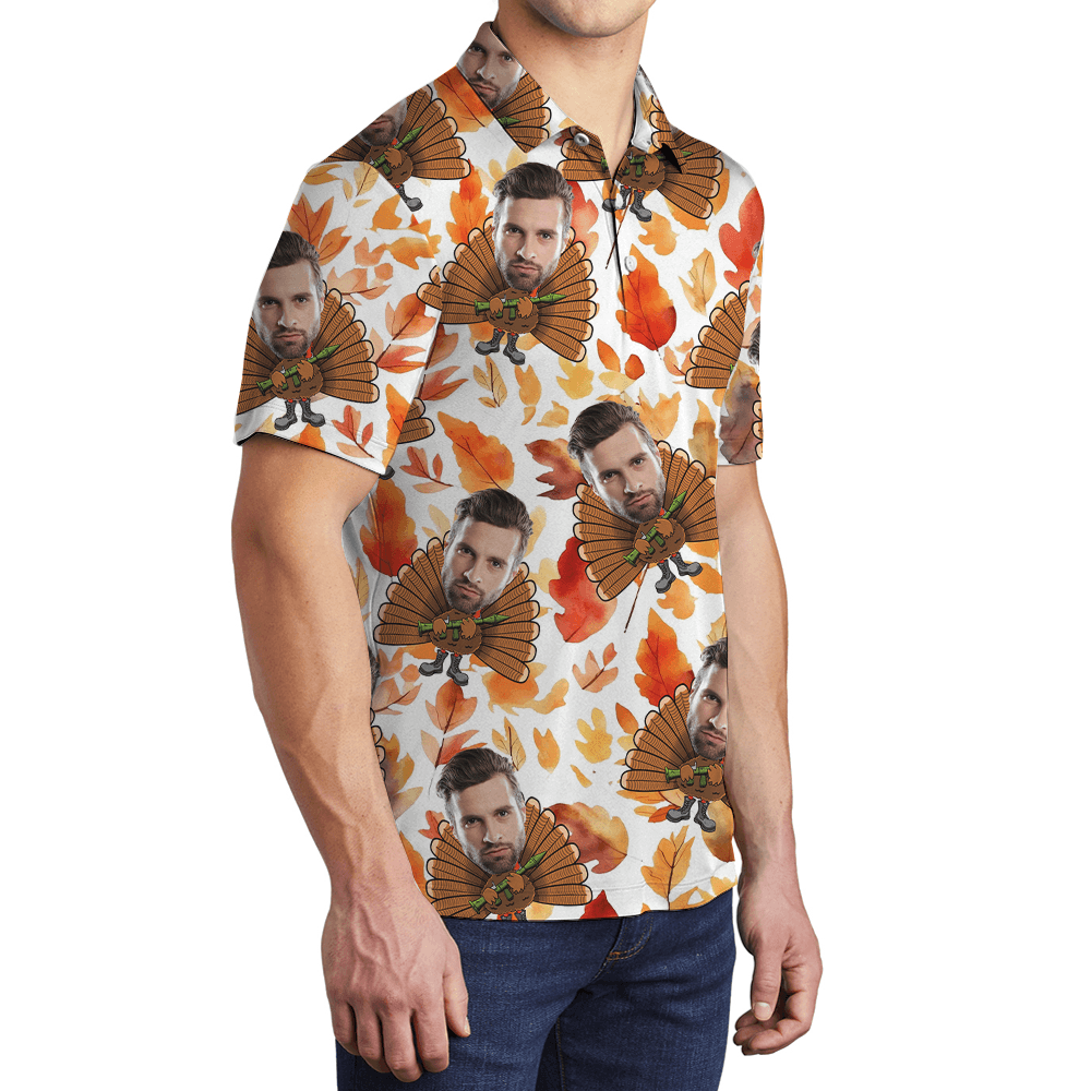 Funny Custom Face Turkey Tactical Thanksgiving Polo Shirt