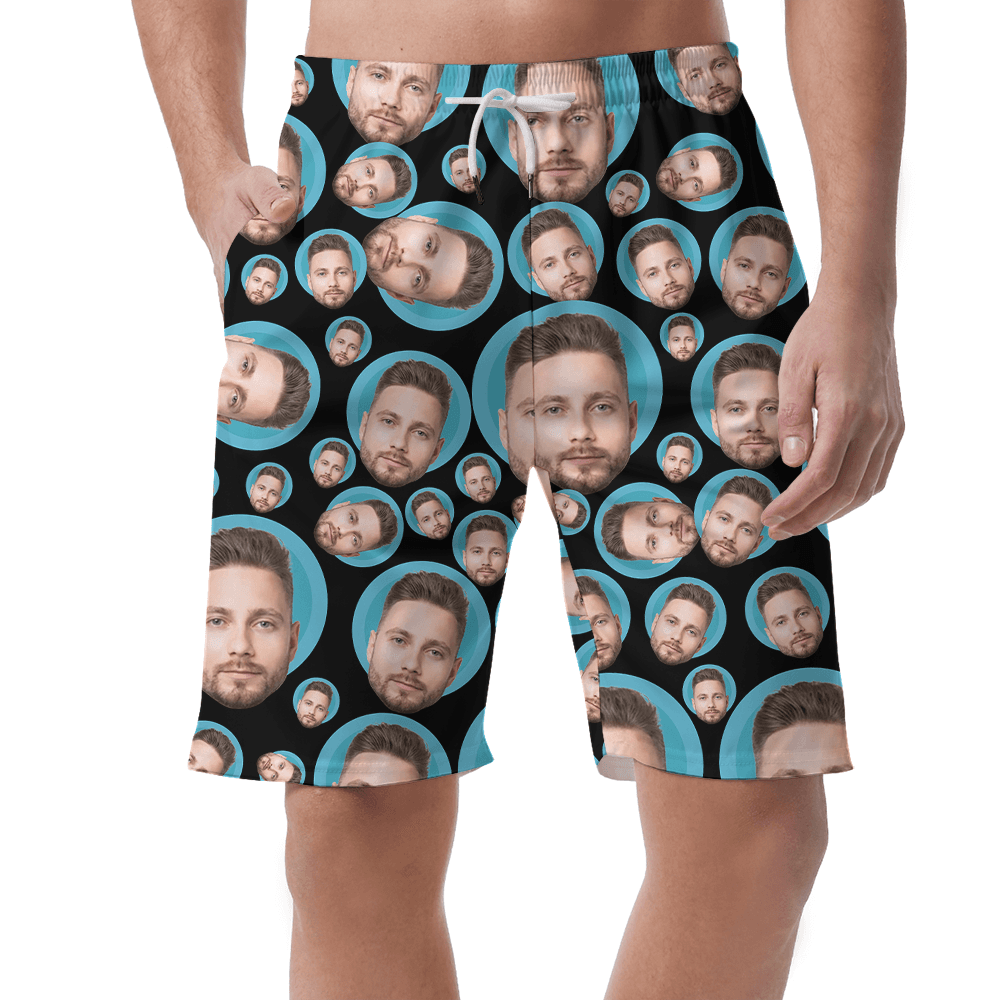 Funny Custom Multiple Faces Hawaiian Beach Shorts
