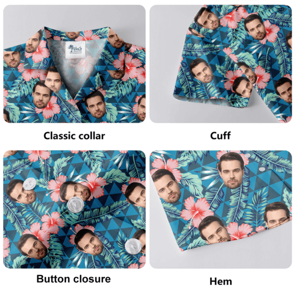 Green Floral Hawaiian Shirt With Custom Multiple Faces