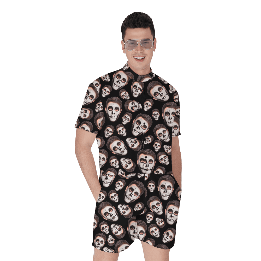 Horror Custom Face With Skull Halloween Romper