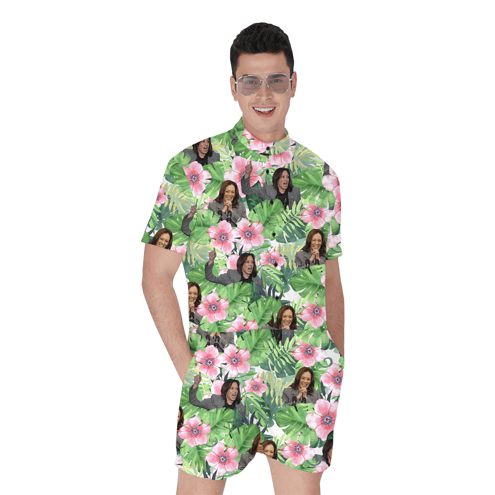 Kamala Harris Tropical Hawaiian Romper