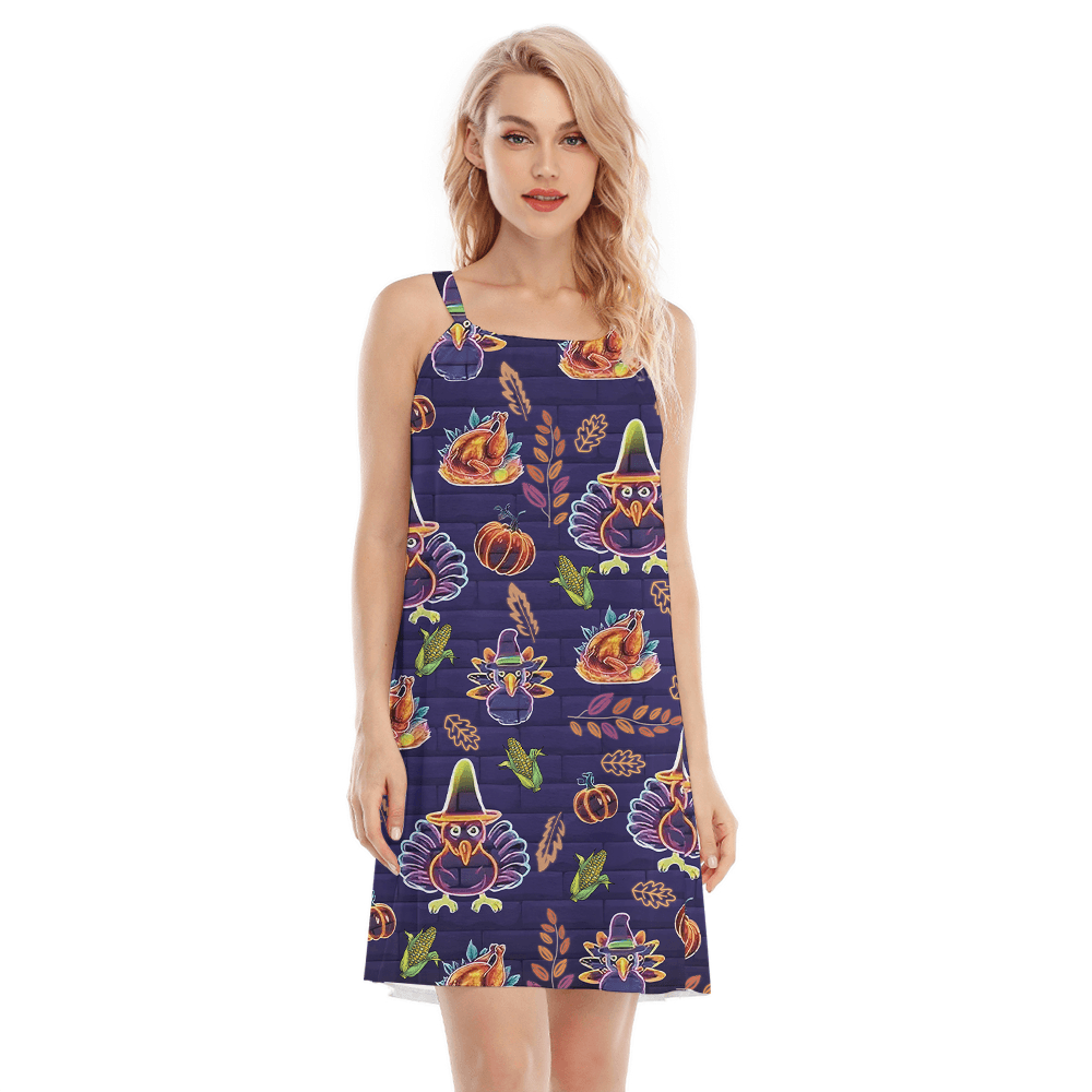 Neon Turkey Thanksgiving Cami Dress