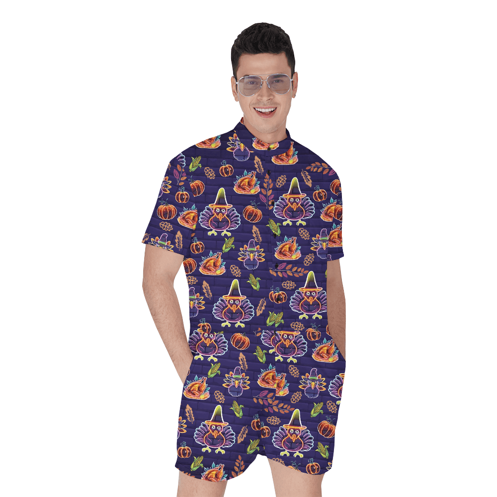 Neon Turkey Thanksgiving Romper