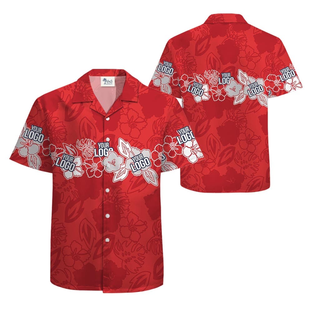 Personalized Team Logo Men's Red Hawaiian Shirt
