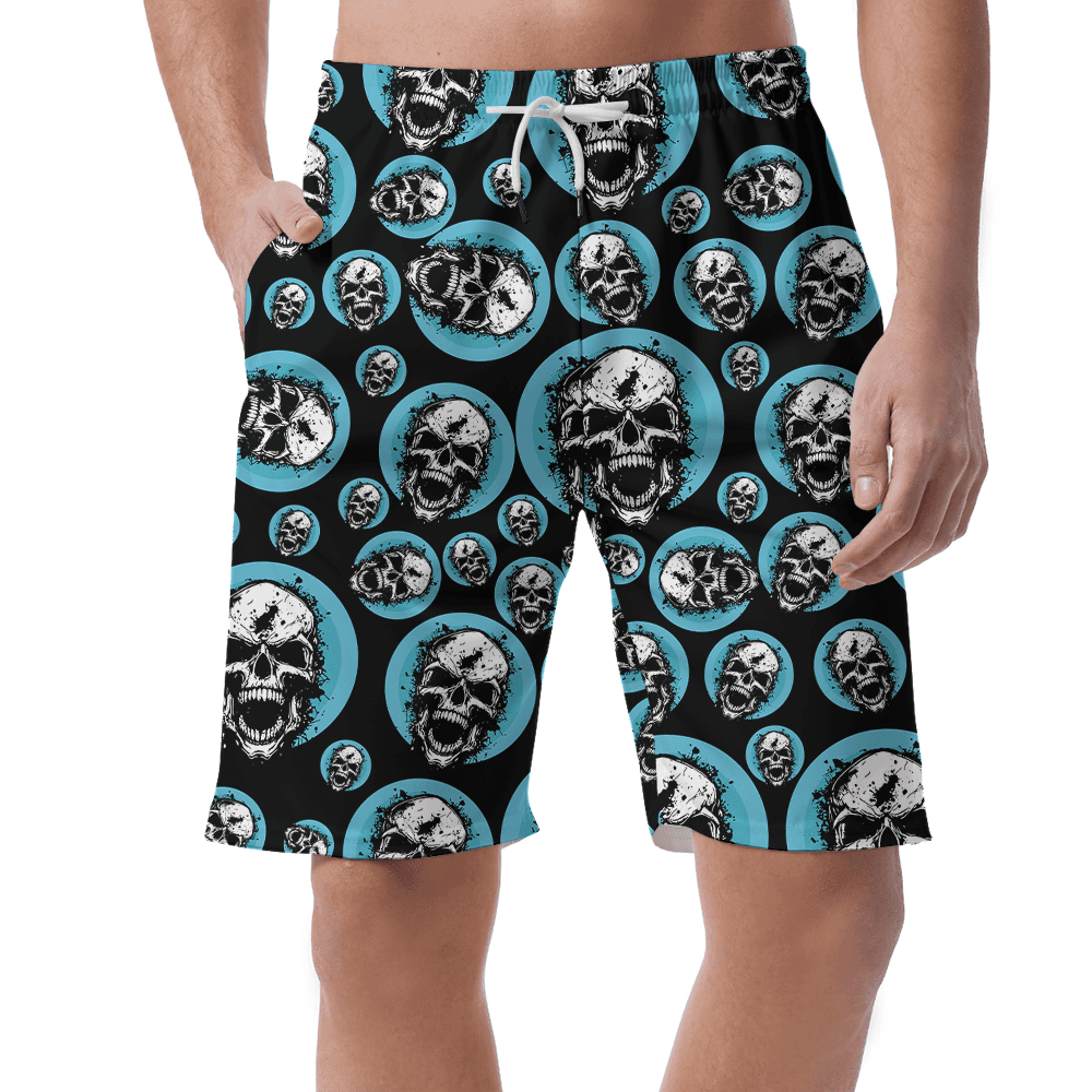 Scary Skull Halloween Hawaiian Beach Shorts