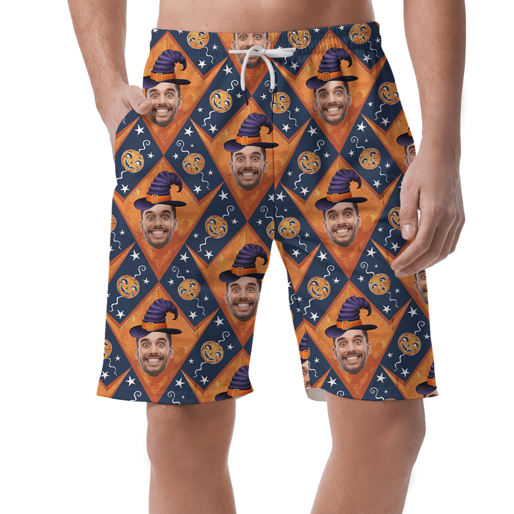 Spooky Custom Face Halloween Beach Shorts