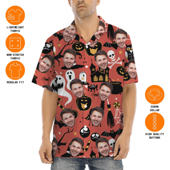 Spooky Ghost Custom Face Halloween Hawaiian Shirt