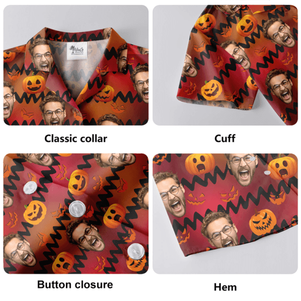 Spooky Jack o' Lantern Halloween Hawaiian Shirt With Custom Face