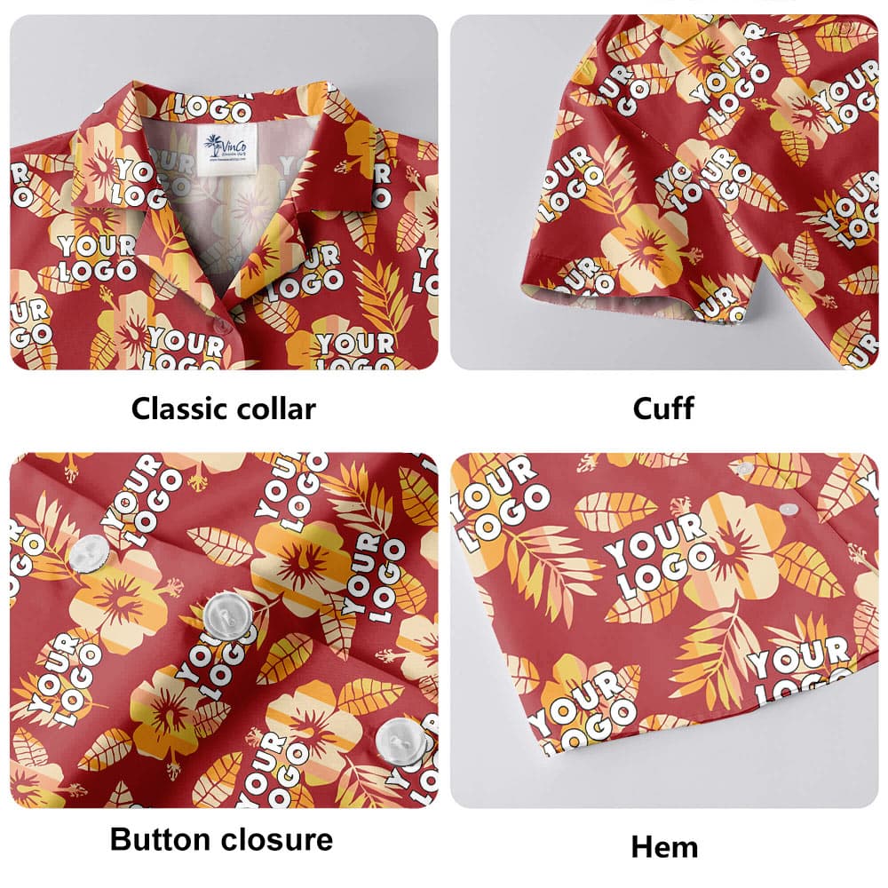 Bulk Order Custom Logo Floral Orange Hawaiian Shirt