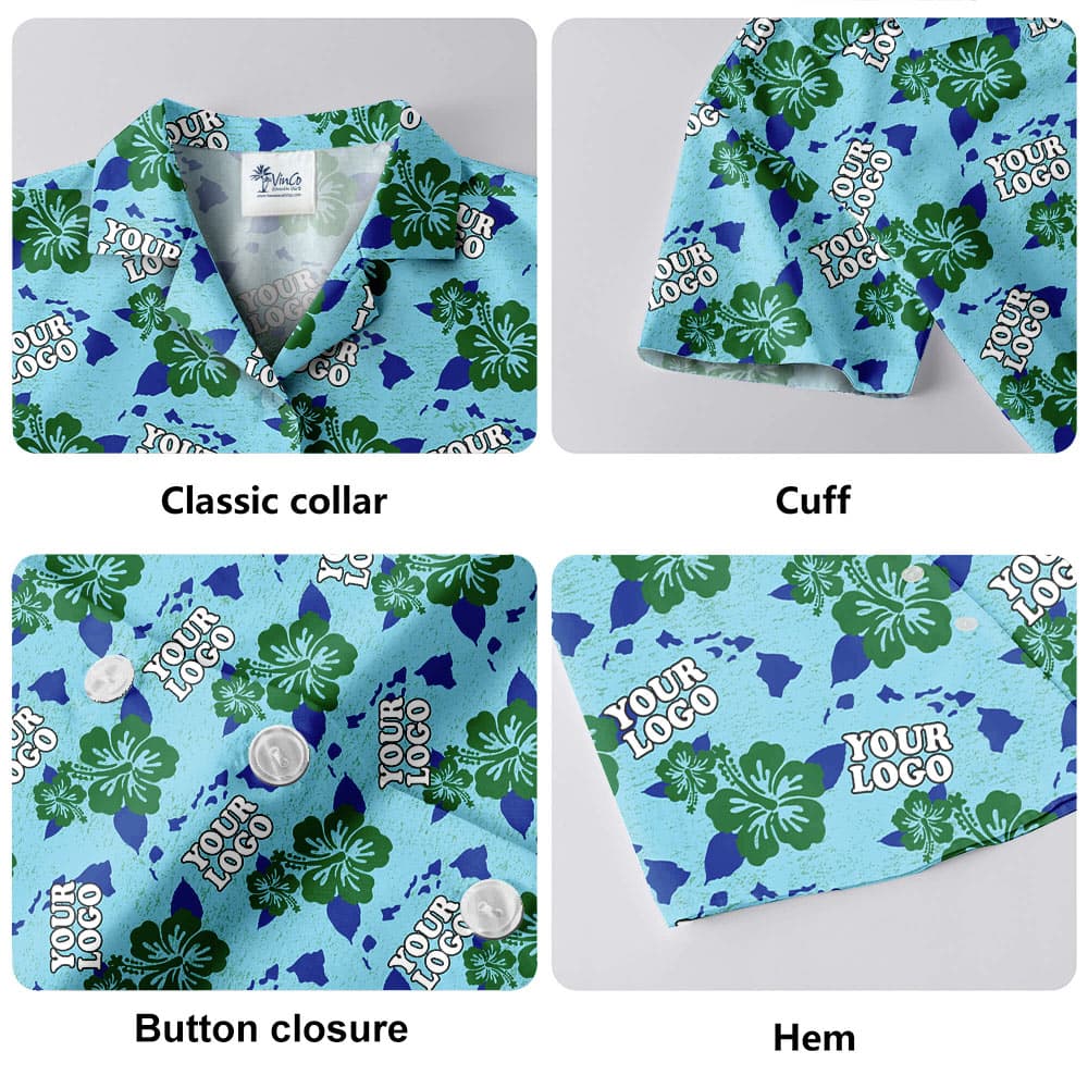 Classic Hibiscus Green Hawaiian Shirt With Custom Logo