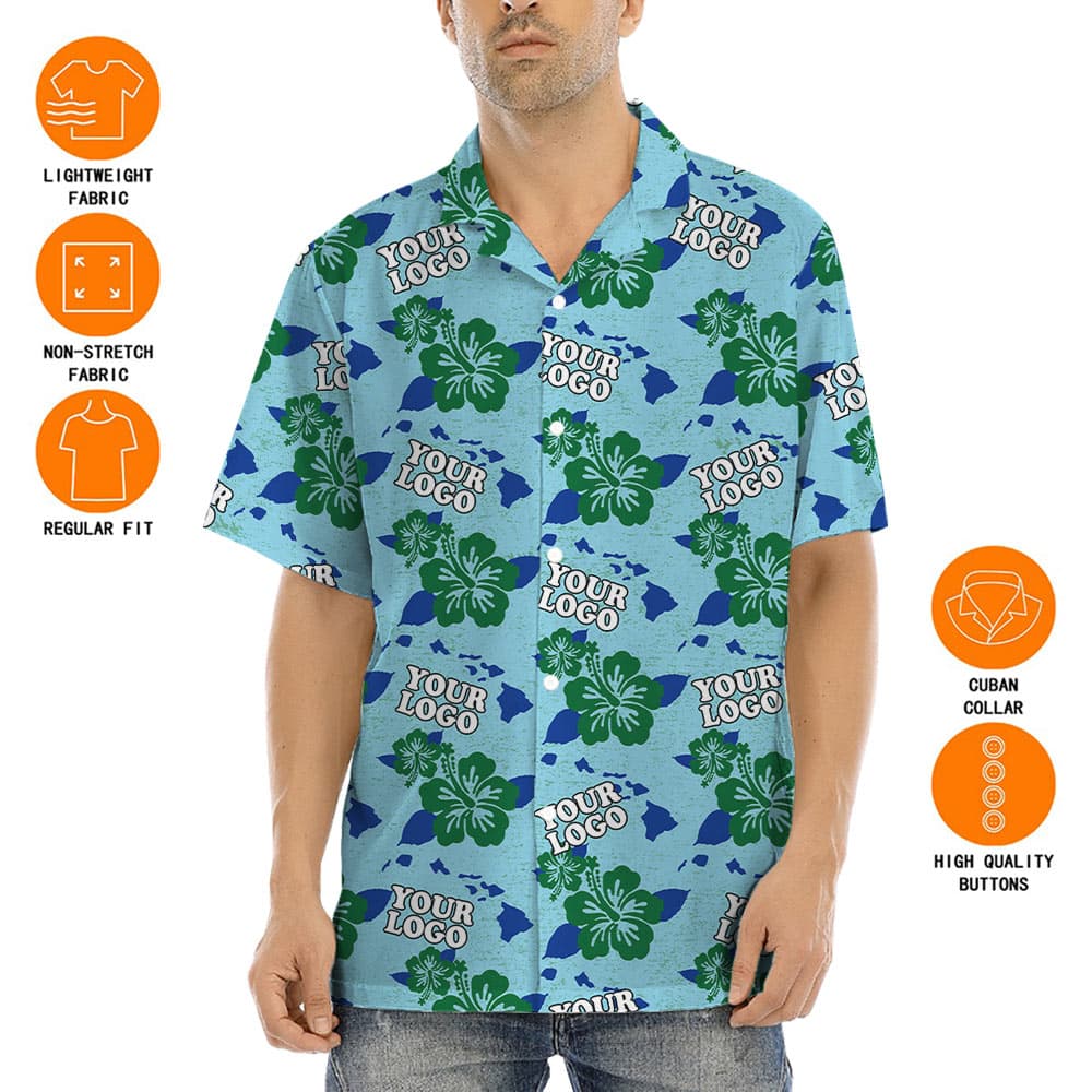 Classic Hibiscus Green Hawaiian Shirt With Custom Logo