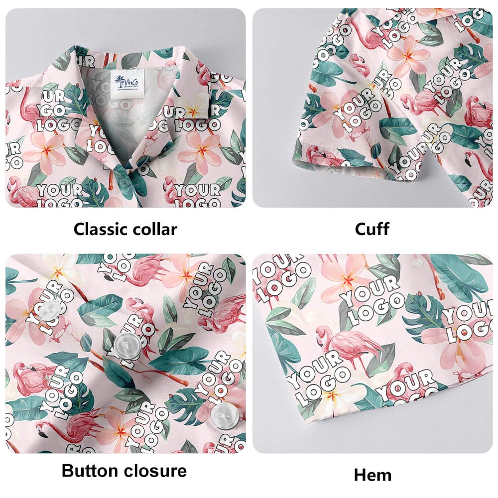 Custom Logo Flamingo Tropical Hawaiian Shirt