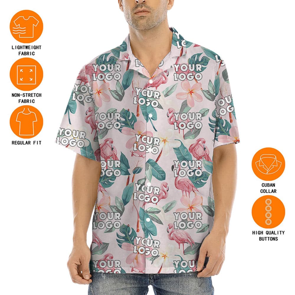 Custom Logo Flamingo Tropical Hawaiian Shirt
