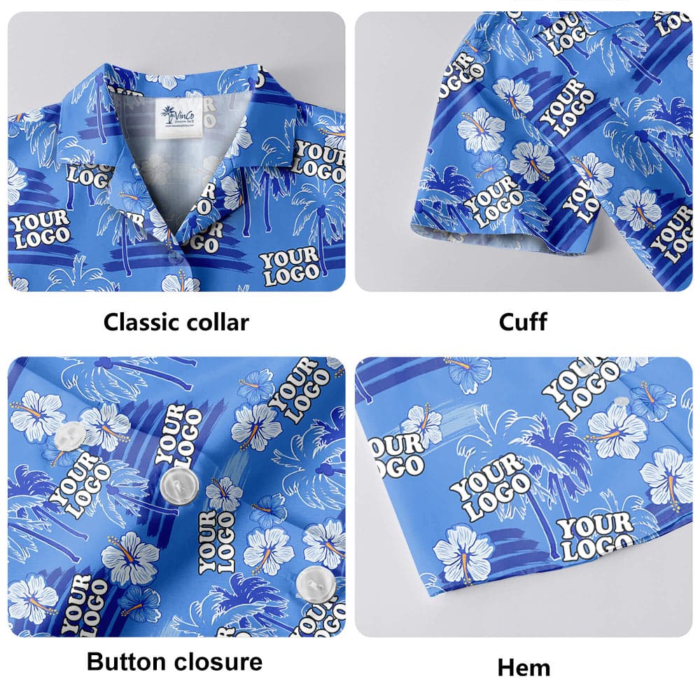 Custom Logo Tropical Blue Hawaiian Shirt