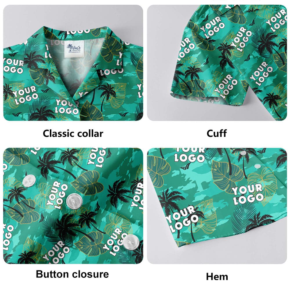 Custom Logo Tropical Green Aloha Shirt