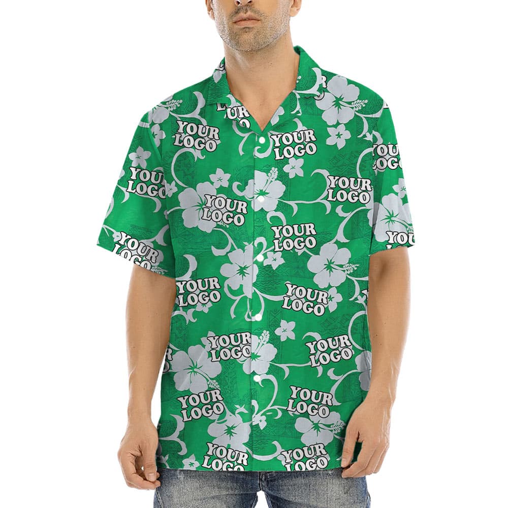 Custom Logo Vintage Hibiscus Green Hawaiian Shirt (7)