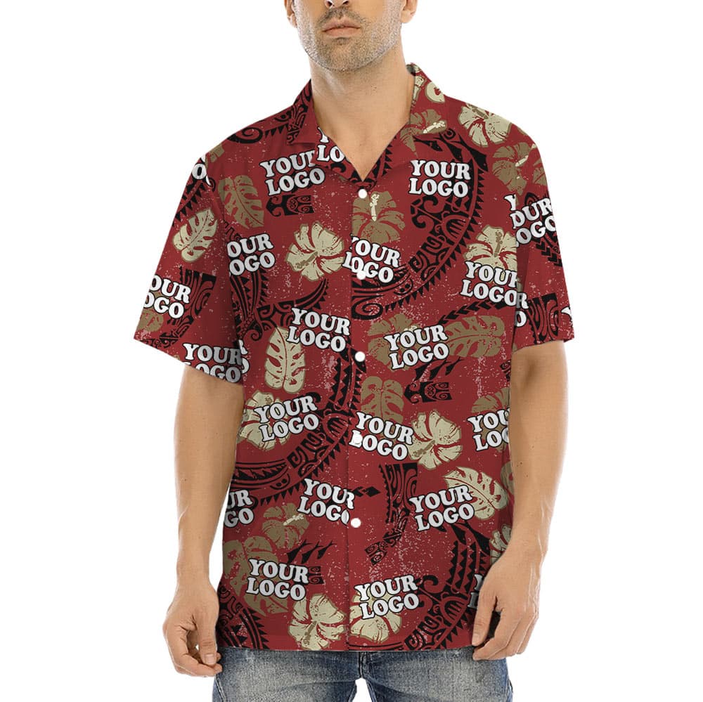 Custom Logo Vintage Red Aloha Shirt (1)