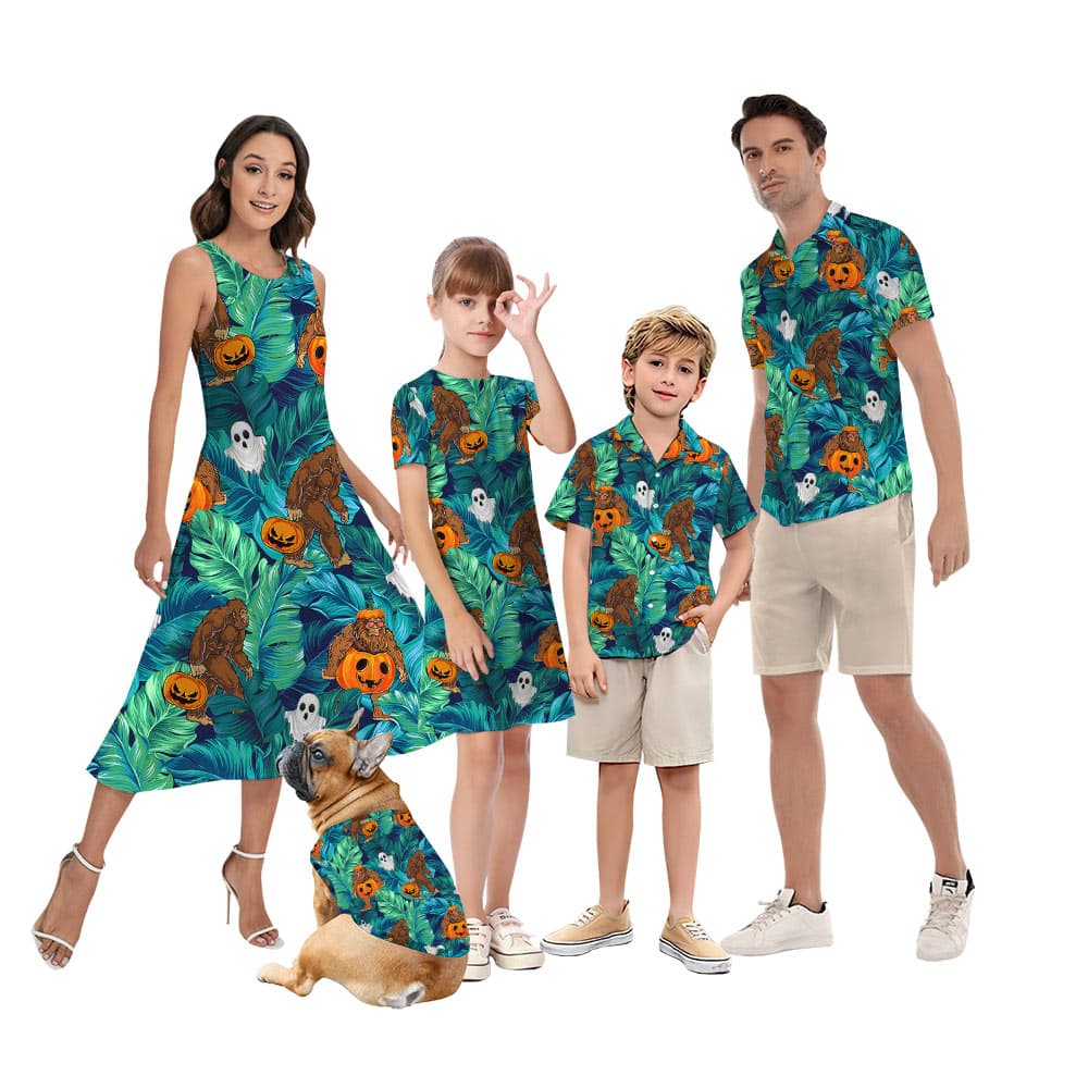 Horror Bigfoot Halloween Family Matching Hawaiian Outfits