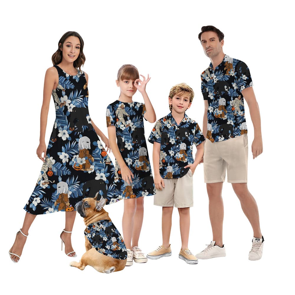 Mummy Bigfoot Halloween Matching Family Hawaiian Outfits