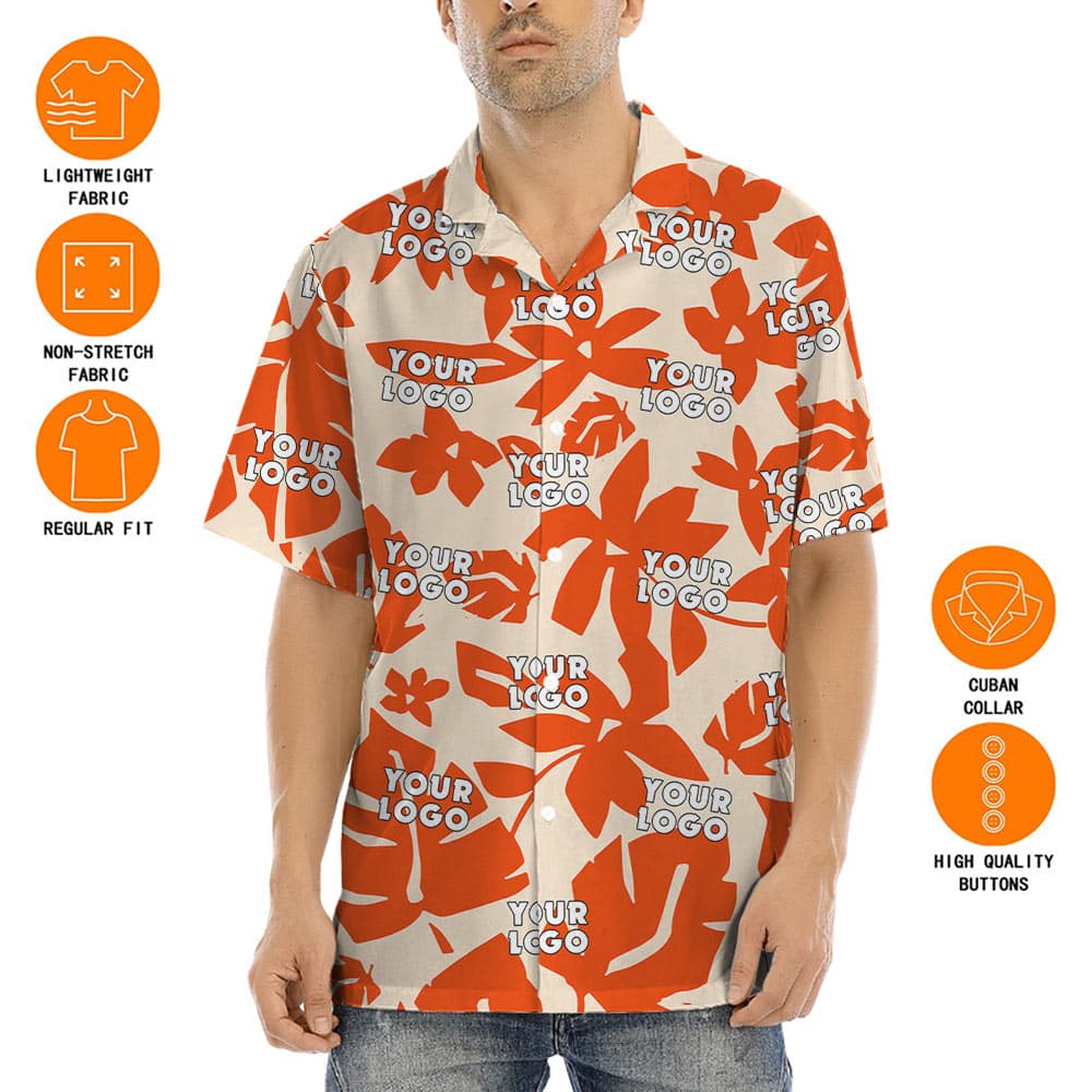Orange Hawaiian Shirt With Custom Company Logo