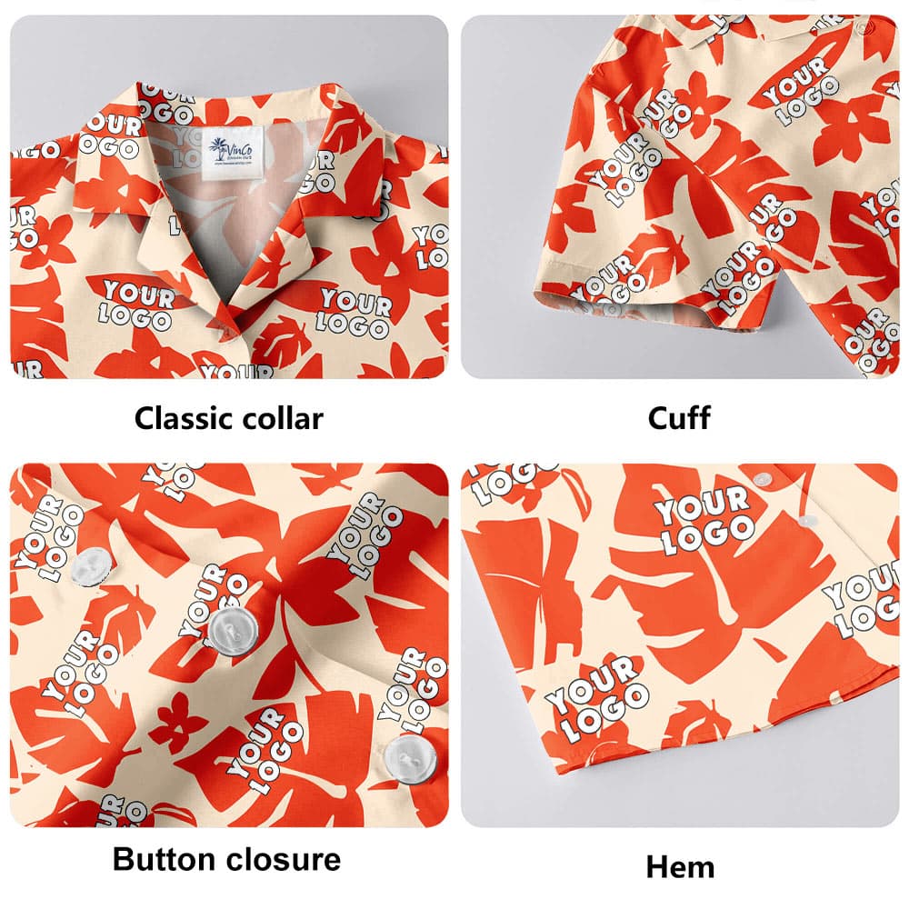 Orange Hawaiian Shirt With Custom Company Logo