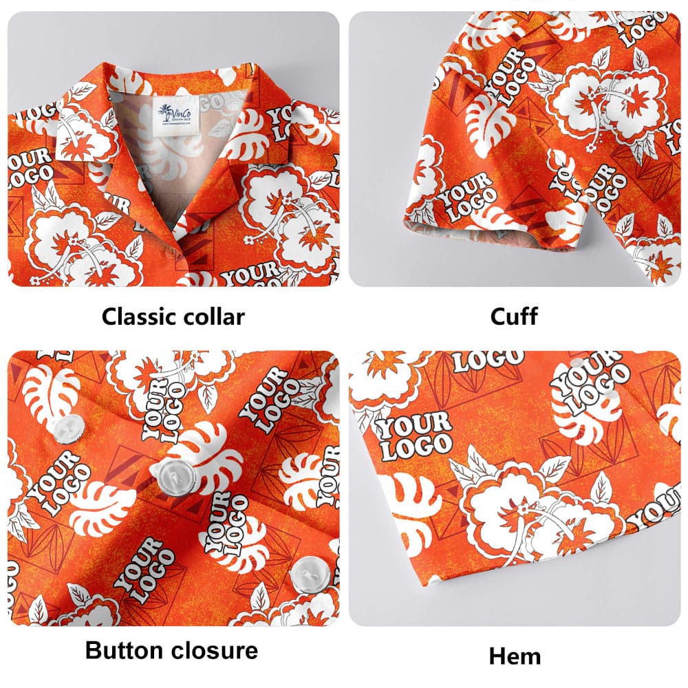 Vintage Hibiscus Orange Hawaiian Shirt With Custom Logo