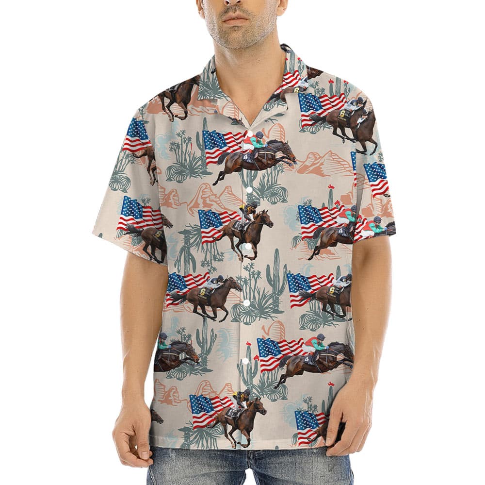 American Flag Racing Horse Hawaiian Shirt (5)