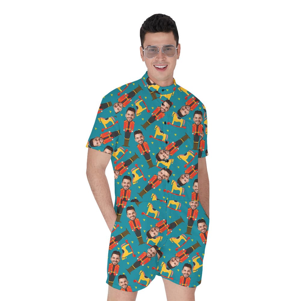Christmas Nutcracker Custom Face Hawaiian Romper