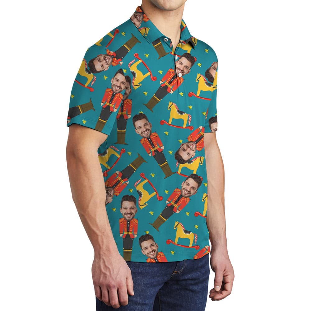 Custom Face Nutcracker Christmas Hawaiian Polo Shirt