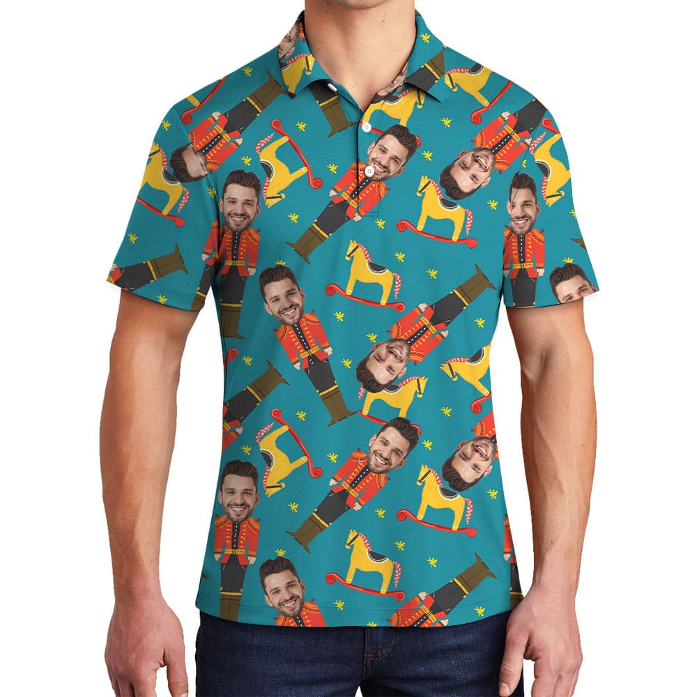 Custom Face Nutcracker Christmas Hawaiian Polo Shirt