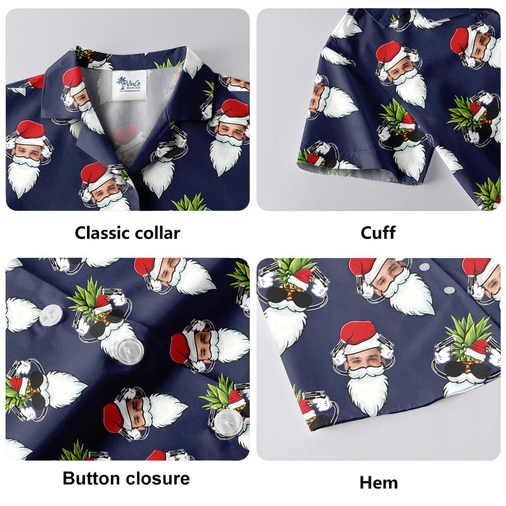 Custom Face Pineapple Santa Hawaiian Shirt